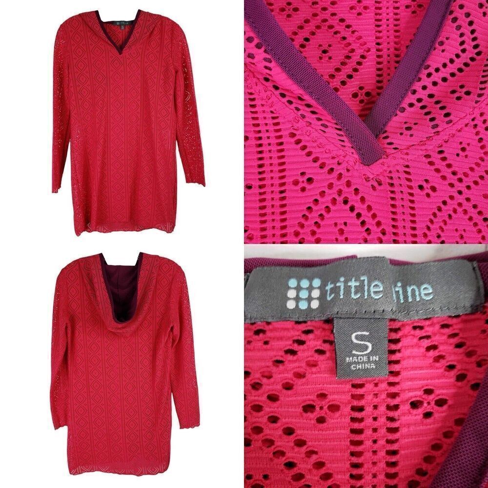 Title Nine Swim Coverup Women’s Size Small S Pink Hoodie Pullover Amphib